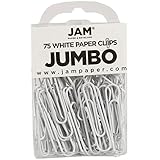 JAM Paper Colored Jumbo Paper Clips - White Paperclips - 75/pack