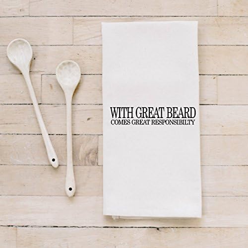 Bar Towel, With Great Beard, present, housewarming, men's towel, kitchen decor, men's gift, flour sack dish cloth