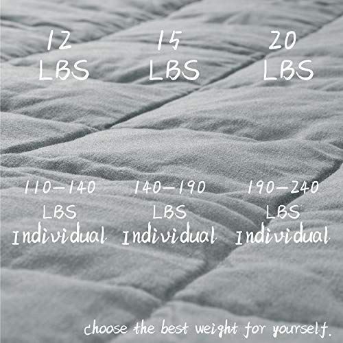 Weighted Blanket with 100% Cotton Cover, Breathable Comforter Heavy Blanket, Squares Glass Beads for Average Weight, for Good Rest and Deep Sleep, Full Size 48\'x72\' with 15lbs Fits 140-190lbs Adult