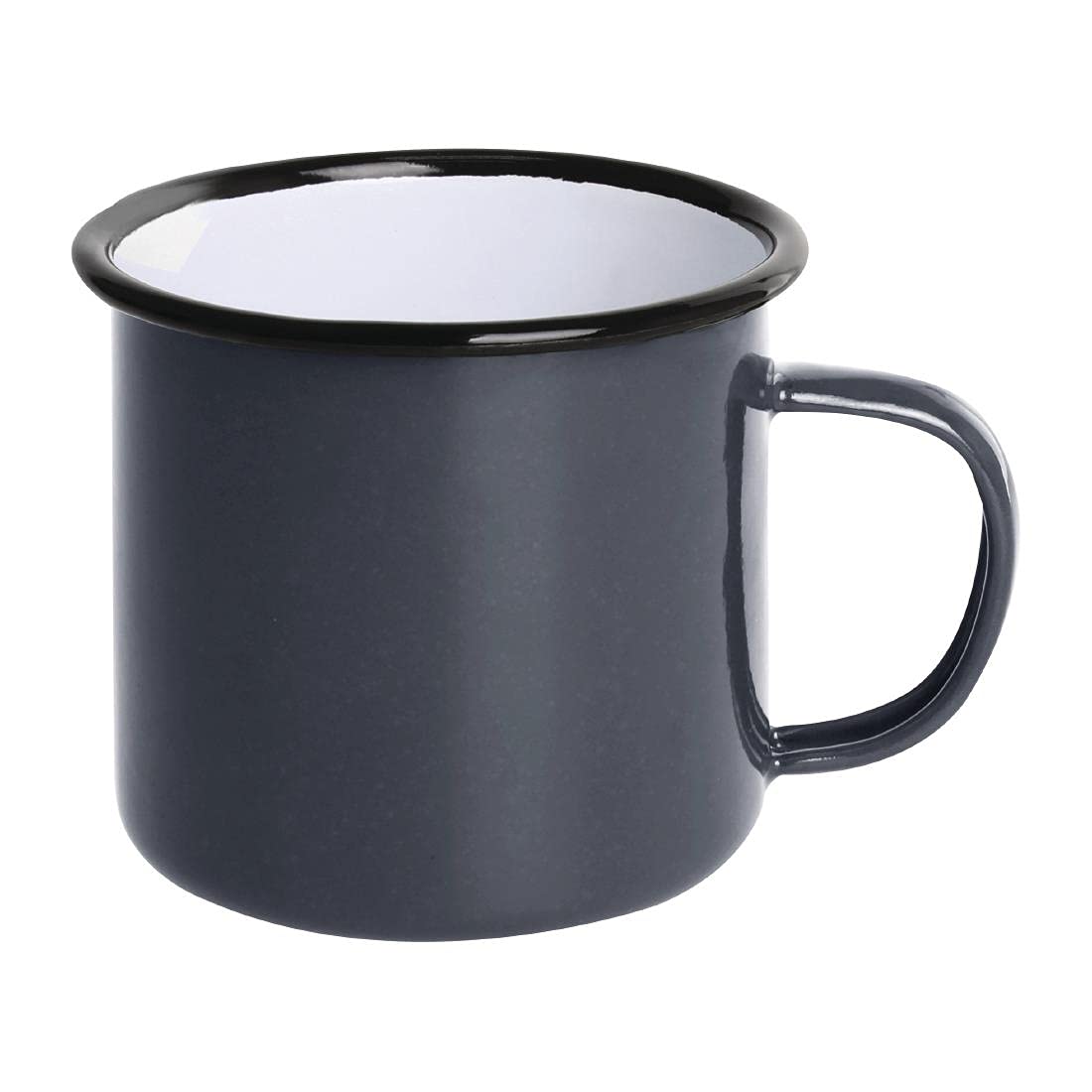 Olympia Enamel Grey Black Mug 350Ml 1225Oz Serving Cup Tableware Restaurant 6pc