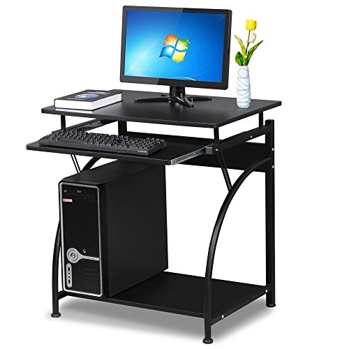 Yaheetech Black Wood Computer Desk with Pullout Keyboard Tray/Drawers