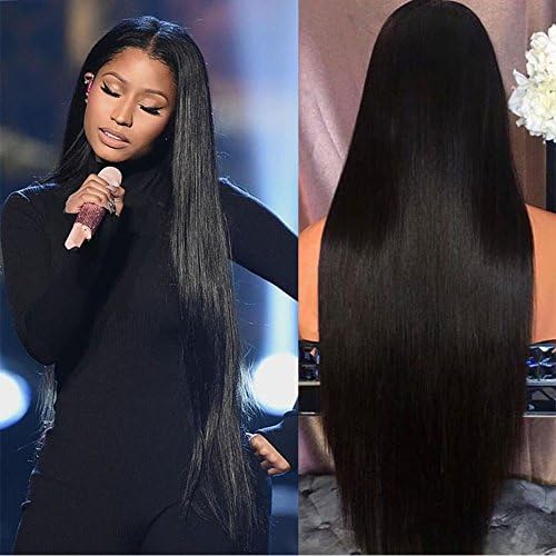 Alice Hair Silky Straight Pre Plucked Full Lace Human Hair Wigs With Baby Hair Brazilian Virgin Hair Glueless Lace Wigs For Black Women Bleached Knot (16 Inch 130%Density, Full Lace Wig)