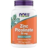 Now Supplements, Zinc Picolinate 50 mg, Supports Enzyme Functions, Immune Support, Non-GMO, Kosher, Suitable for Vegans - 240 Vegetarian Capsules