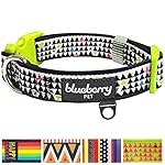 Blueberry Pet 4 Colors Soft & Comfy Multicolor Tribal Triangles Padded Dog Collar, Black, Small, Neck 12"-16", Adjustable Collars for Dogs