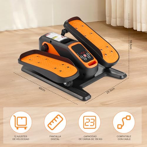 Rabbitstorm Maquina Eliptica Electrica, Maquina para Pedalear con Control Remoto, Almohadilla Antideslizante, Correas para Los Pies, 12 Velocidades, para del Escritorio en el Hogar y la Oficina