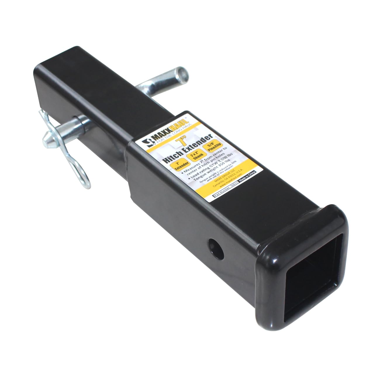 Photo 1 of MaxxHaul 50833 2 x 2 inch Trailer Hitch Receiver Extender 7 inch Hitch Extension Length 3500 Lbs GTW