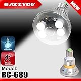 Eazzydv BC-689 Four real LED Lights Bulb DVR Hidden Survilliance Camera Backup 1.5hr Auto Control Light recording Motion Dection Night Vision Circular Storage 3.6mm Len/E27 base