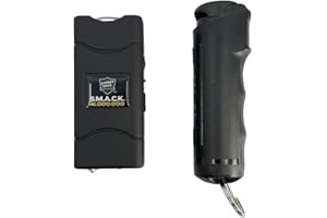 STREET WISE SECURITY PRODUCTS Streetwise Self-Defense Key Chain Combo - Smack Stun Gun & Sticky Pepper Gel, Mini USB Charged with LED Flashlight, Safety Switch, Women's Protection Kit