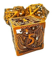 Polyhedral Dice Set Hollow Metal DND Dice Dragon