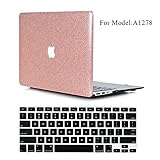 Macbook Pro 13 inch Case, VTOSEN 2 in 1 Bundle Bling Glitter PC Hard Shell Cover Case with Keyboard Cover for Macbook Pro 13.3 inch with CD-ROM (Non-Retina)(Model:A1278) - Rose Gold