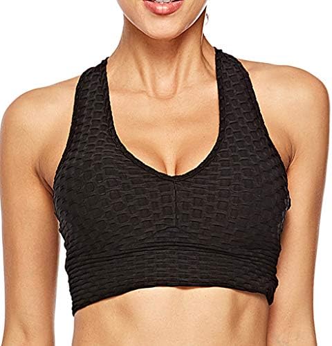 Sports Bra, Zariavo Women's Yoga Skinny Elastic Sculpting Sports Underwear Bra Top Vest, Yoga Gym Running Workout Bra Top [ Breathable][X Back][Shockproof]