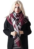 MissShorthair Fashion Unisex Winter Reversible Plaid Print Blanket Scarf Shawl