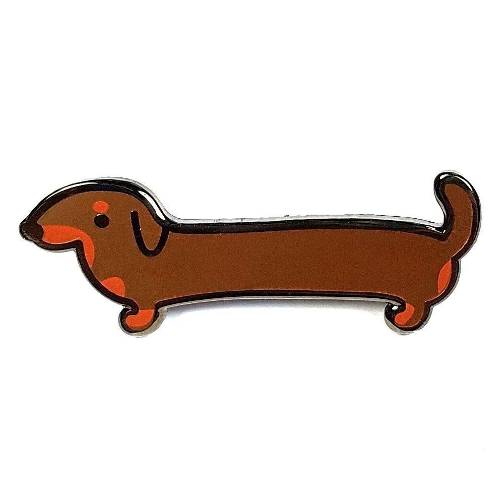 B07pqtjcwk ジャケット 帽子 バックパック用 犬 かわいいハードエナメルラペルピン Circus エナメルピン Flea ダックスフンド ブラウンとタン Designs 犬 新品本物