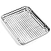 Baking Sheet with Cooling Rack (1 Cookie Sheet + 1 Baking Rack), Stainless Steel Small Baking Sheet Pan with Wire Rack, Toaster Oven Pans Size 10.4 x 8 x 1 Inch, Non-toxic & Heavy Duty & Non-stick
