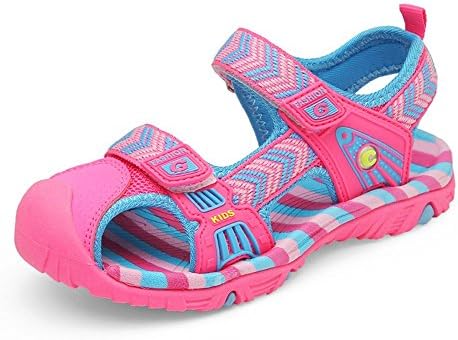 KDHAO Kids Comfortable Summer Velcro Sport Water Sandals Boys Girls Closed-Toe Athletic Shoes Pink 03 1 M US Little Kid