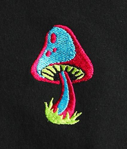 Riot Society Mushroom Embroidered Mens T-Shirt - Black, XX-Large