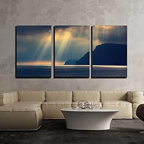 3 Piece Canvas Wall Art - Sea Landscape with Bad Weather and The Cloudy Sky. Crimea, Ukraine. - Modern Home Art Stretched and Framed Ready to Hang - 16"x24"x3 Panels