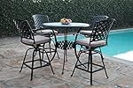 Kawaii Collections Outdoor Patio 5 Piece Cast Aluminum 42" Bar Table Set with 4 Swivel Bar Stool cbm1290