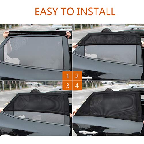Delicacy Car Rear Side Window Sun Shade, Maximum Protect Your Baby and Kids from The Sun,UV Rays,Universal Car Mosquito Net Car Curtains Fits Most Models,Might not fit SUV's(2 Pack) - Thumbnail 4