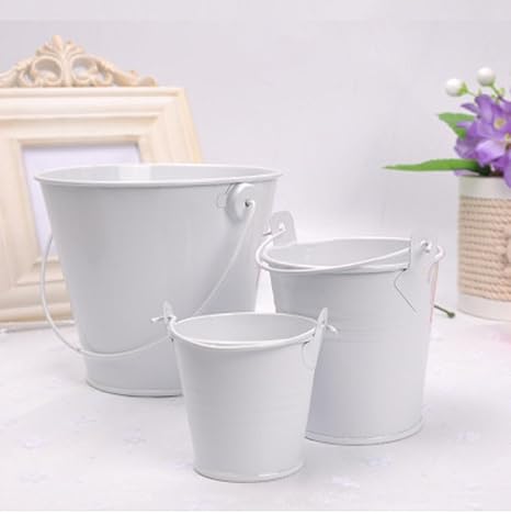Amazon Com 3pcs Shabby Chic Mini Bucket Flower Metal Vases