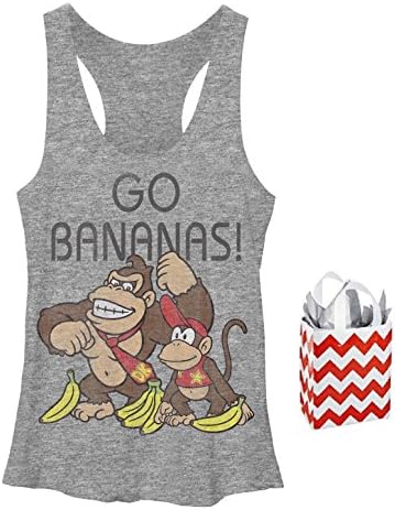 Donkey Kong "Go Bananas" Junior Womens' Tank &amp; Gift Bag Multi-pack (Large)