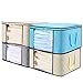 senbowe Large Foldable Clothes Storage Bags, [4 Pack] Collapsible Storage Bag Organizers, Large Clear Window, Handles, Zippers,for Clothes, Blankets, Closets, Dorm, Bedrooms - (21.7 x 15.7 x 9.8”)