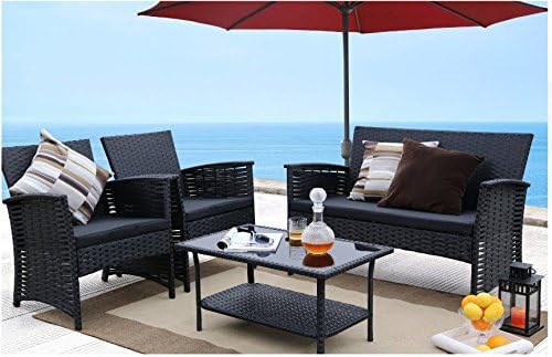 4-Piece Outdoor Furniture Complete Set, Black