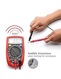 Multímetro digital Etekcity MSR-R500, medidor electrónico de ohms, amperios, voltios con diodo y prueba de continuidad, pantalla LCD con iluminación de fondo (color rojo)