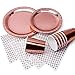 Disposable Plates Rose Gold Party Supplies Paper Plates, Napkins, Cups for Kids Birthday, Graduation, Wedding Etc for 24 Guests