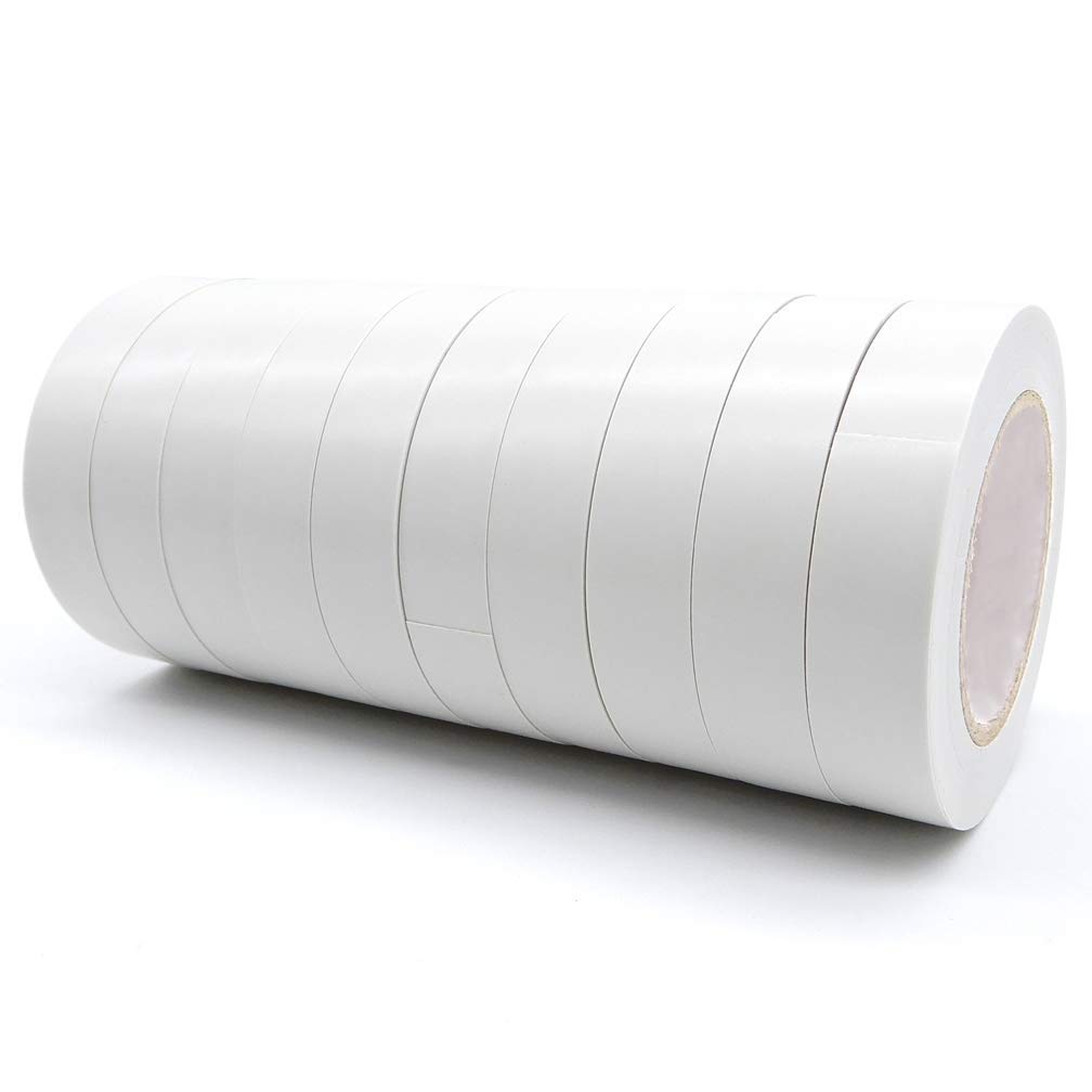 ALBOYI 10 Rolls White Electrical Tape, 15mm x 15m Self-Adhesive PVC Insulation Gaffer Tape for Cable Protection Insulating and Repairing Wires