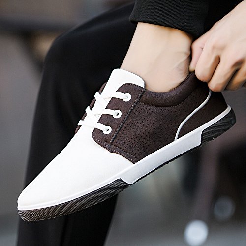 Men's Skateboarding Flat Shoes Casual Autumn Loafers Adult Moccasins Male Shoes&ANJUNIE(45,White)