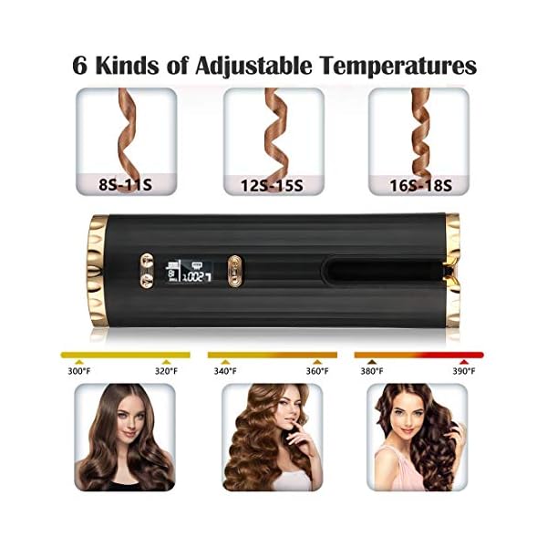 Cordless-Automatic-Curling-Iron-Auto-Curling-Iron-with-LCD-Display-Adjustable-Temperature-Timer-Portable-Ceramic-Hair-Curler-USB-Charging-and-Rechargeable-Black Cordless Automatic Curling Iron, Auto Curling Iron with LCD Display Adjustable Temperature & Timer, Portable Ceramic…