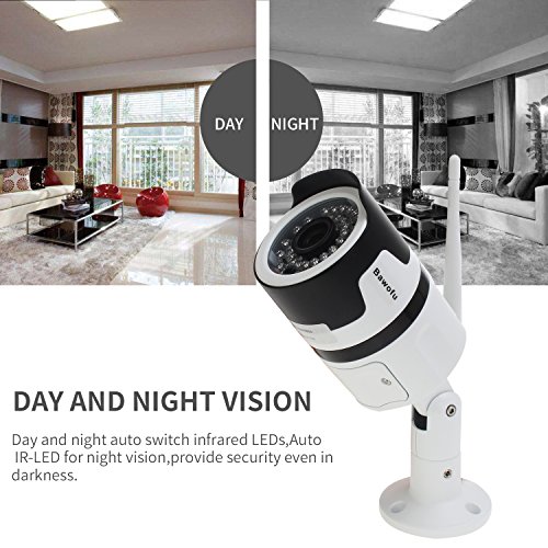 Bawofu 720P Outdoor Wireless Security Bullet Camera 1/4" CMOS,IP66 Waterproof Night/Day Surveillance Camera with Motion Detection,ONVIF and Cloud Storage Remote Viewing Via Smartphone,Tablet or PC