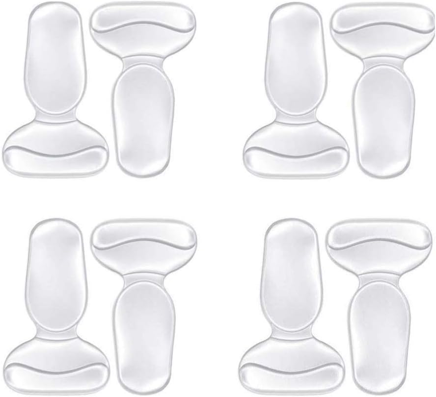 URAQT Gel Shoe Inserts Liners Pads for Too Big Shoes Anti-Slip Heel Grips Inserts Liners Foot Insoles for Women, 4 Pairs, Transparent