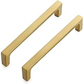 Ravinte Brushed Brass Solid Pulls Cabinet Handles 5 Inch 10 Pack | Solid Zinc, Slim Design, Mounting Screws Included, Kitchen Cabinet Hardware, For Cupboards, Dressers, Drawers