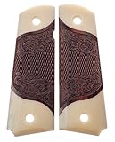 Premium Gun Grips 1911 Colt Full Size Double Diamond Checkered Rosewood Grips w/Faux Accents