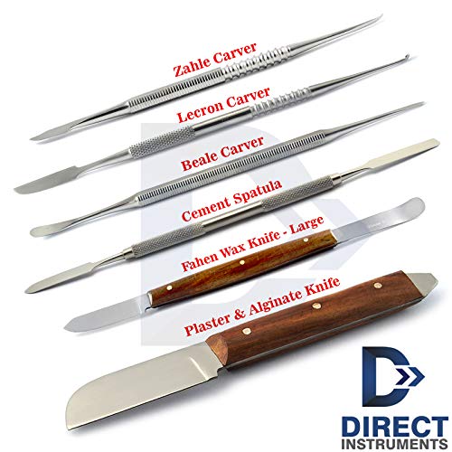 6 Pieces Dental Waxing Instruments Kit Carving Modelling Plaster Knife Fahen Zahle Beale Lecron Carvers Cement Spatula