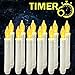 12 Pcs Battery Operated Led Flameless Floating Candles Lights With Timer For Party Decor,Window Candlesticks,Electric Fake Taper Candle For Halloween/Christmas/Thanksgiving/Birthday/Church Decorations