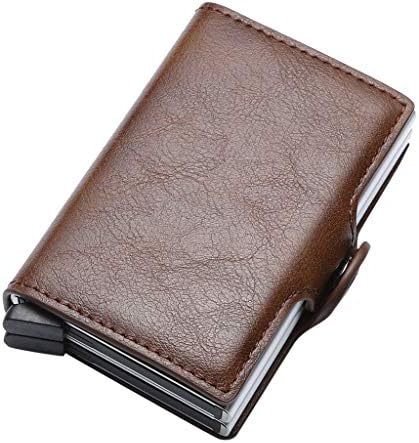 Slim RFID Credit Card Protector Wallet,Block Identity Thieves, Stainless Steel Aluminum Metal Pop-up Holder Case Blocking Wallet (Coffee)