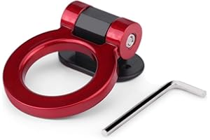 Adhesive Towing Ring Tow Hook Universal Car Trailer Decoration Non-Destructive Install for Most Vehicles (Red)