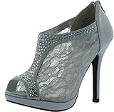 TRENDS SNJ Women's Lace Bridal High Heel Platform Peep Toe Shootie