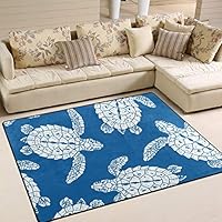 FOLPPLY Blue Sea Turtle Pattern Area Rug, Non-Slip Carpet Floor Door Mat for Indoor Outdoor Front Door Bathroom Mats Home Decor, 4