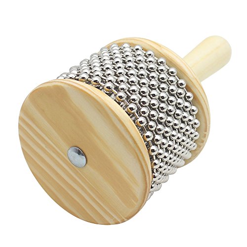 Mowind Wooden Cabasa Hand Shaker Percussion Instrument with Metal Beads for Classroom Band