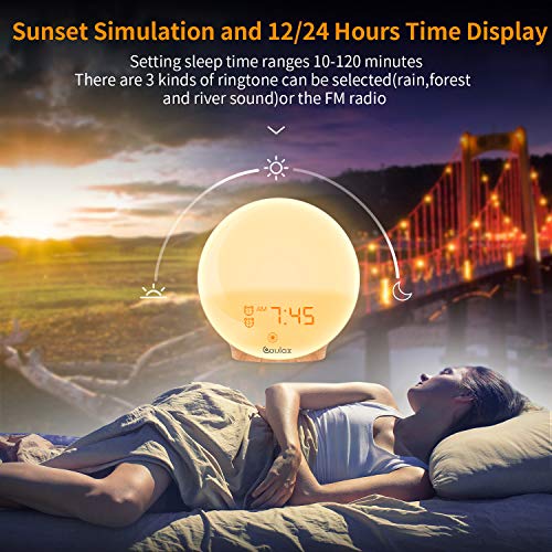 COULAX Wake Up Light LED Alarm Clock with Sunrise/Sunset Simulation Dual Alarm Clocks and Snooze Fun - //coolthings.us