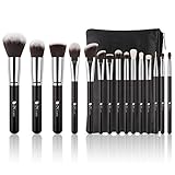 DUcare Makeup Brushes 15 Piece Makeup Brushes Set Premium Synthetic Goat Hairs Kabuki Brushes Foundation Blending Blush Face Eyeliner Shadow Brow Concealer Lip Cosmetic Brushes Kit with Cosmetic Bag