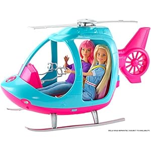Barbie-FWY29-Helicopter-Pink-and-Blue-with-Spinning-Rotor-Multicolored Barbie Helicopter, Pink and Blue with Spinning Rotor, for 3 to 7 Year Olds - Amazon Exclusive