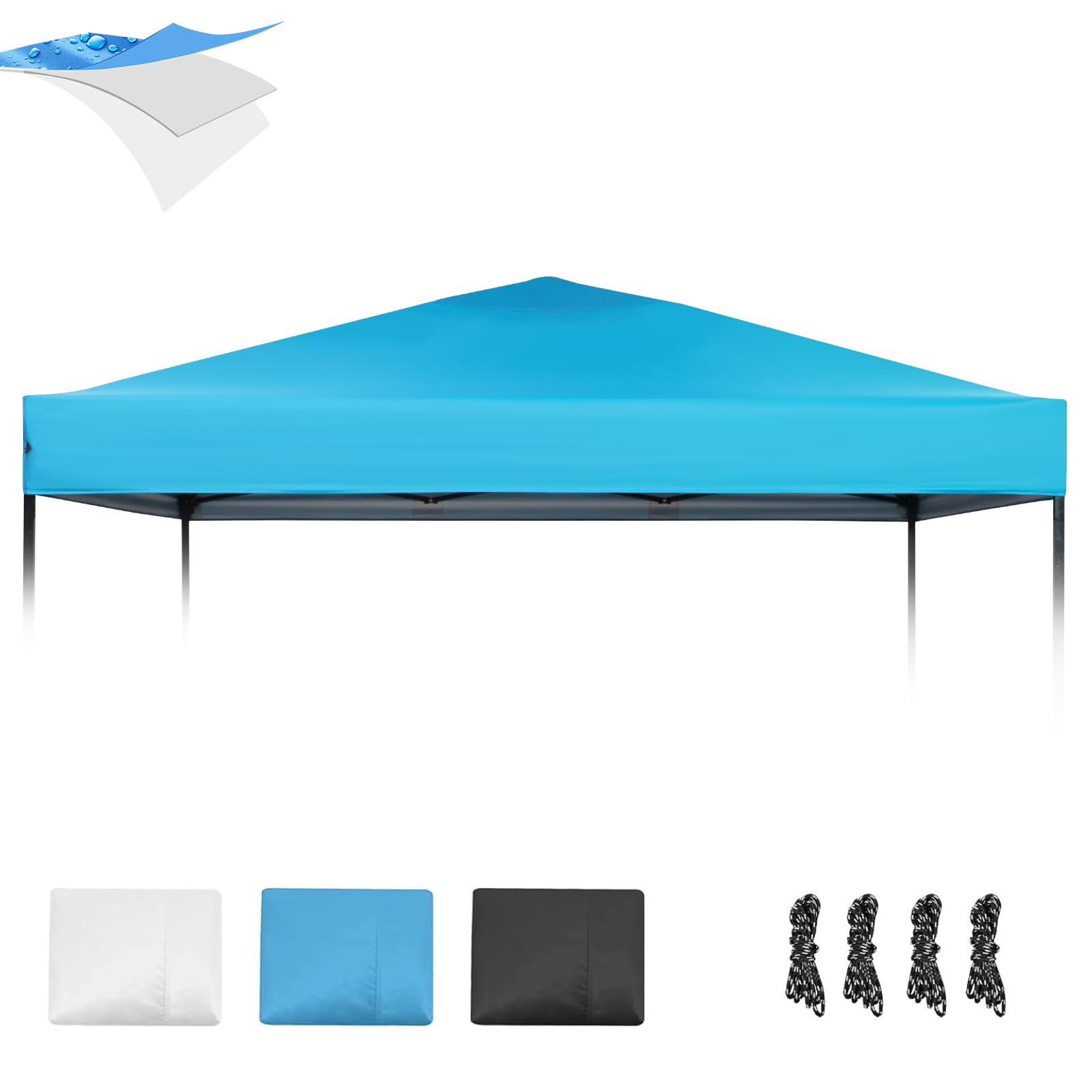 Photo 1 of 10×10 Canopy Replacement Top, Pop Up Canopy Replacement Tent Cover for Straight Leg Frame, Waterproof Canopy Top Cover for Garden Patio Camping (Top Only)(SkyBlue)