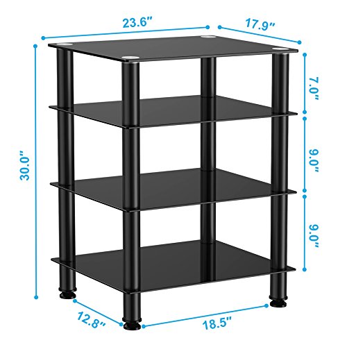 Fitueyes 4-tier Media Stand Audio/Video Component Cabinet with Glass Shelf for /Apple Tv/xbox One/ps4 AS406001GB - Thumbnail 3