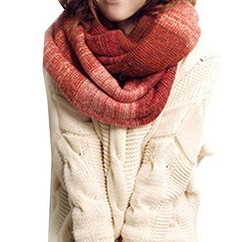 JJ Store Women's Chunky Knitted Winter Warm Colorful Circle Loop Scarf Cowl