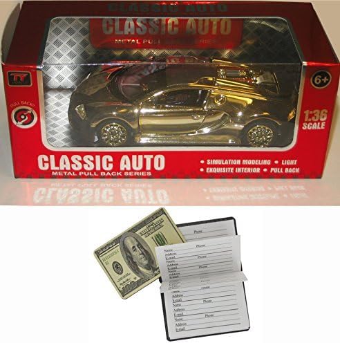 BUGATTI VEYRON Classic Auto Metal Pull Back Series Gold Chrome Very Rare 1:36 Scale Collectible Car